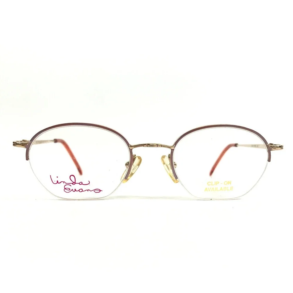 Vintage Linda Evans Eyeglasses Frame 207 SOFT ROSE Gold with Clip Ons 46-19-130